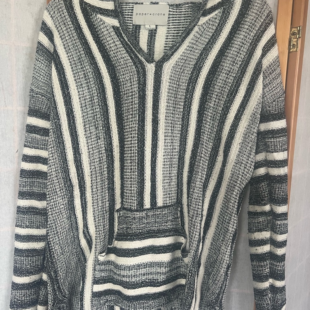Paper Crane Monochrome Striped V-Neck Sweater